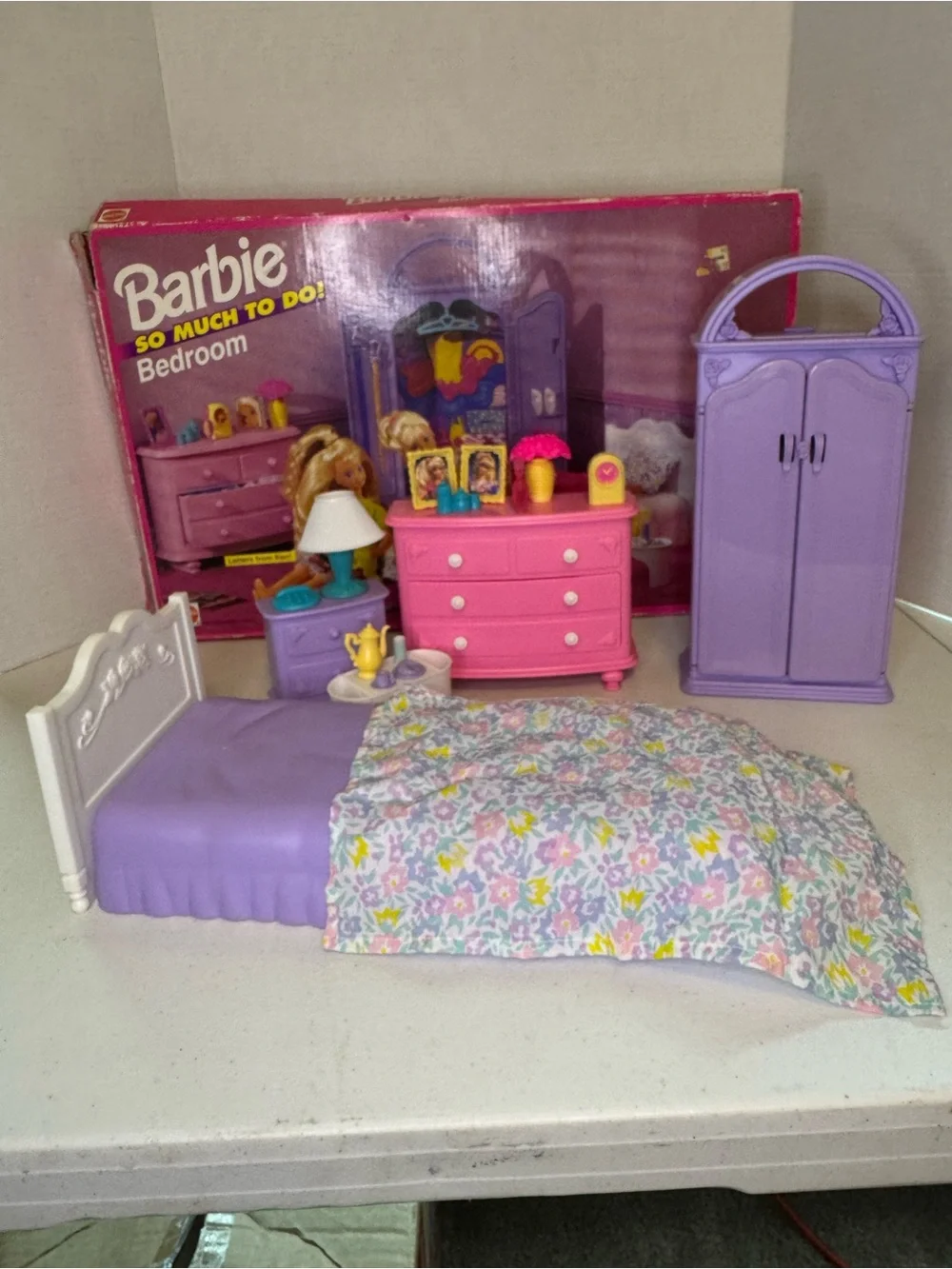 1994 Barbie Pink and Purple Bedroom Play Set